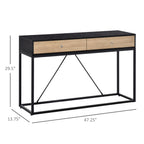Console Table, Hallway Table with 2 Drawers,  Steel Frame Sofa Table for Entrance and Living Room, Black