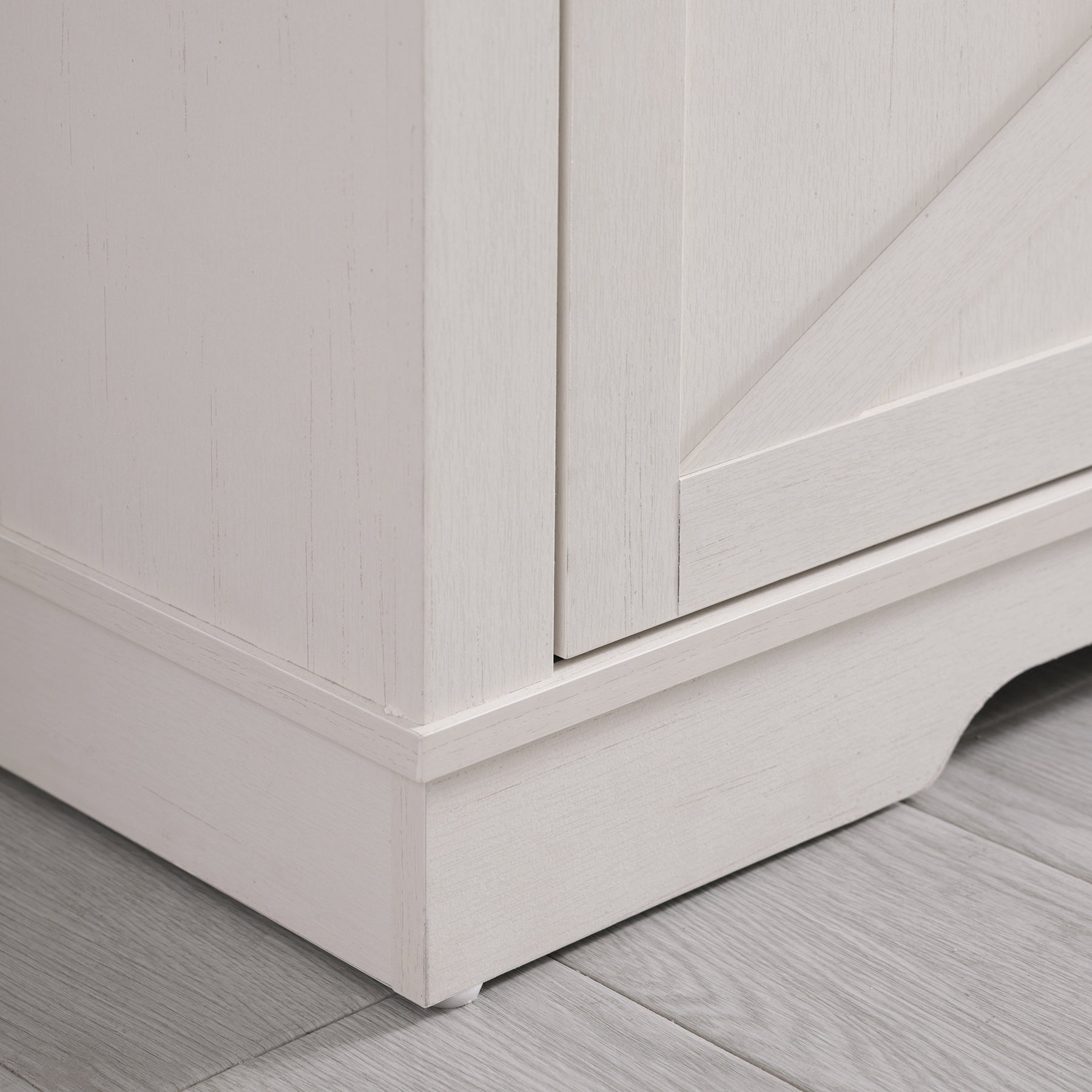 Farmhouse TV Stand For 65  Inch TV, 33 Tall Highboy Entertainment Center W Sliding Barn Door, Rustic Media Console W Storage Shelves, Wood Television Stand For Living Room, Antique White