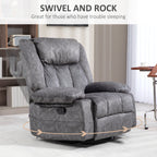Rocker Recliner Chair with Swivel, Fabric Reclining Chair with Cushion, Rocking Chair with Footrest, Charcoal Gray