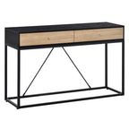 Console Table, Hallway Table with 2 Drawers,  Steel Frame Sofa Table for Entrance and Living Room, Black