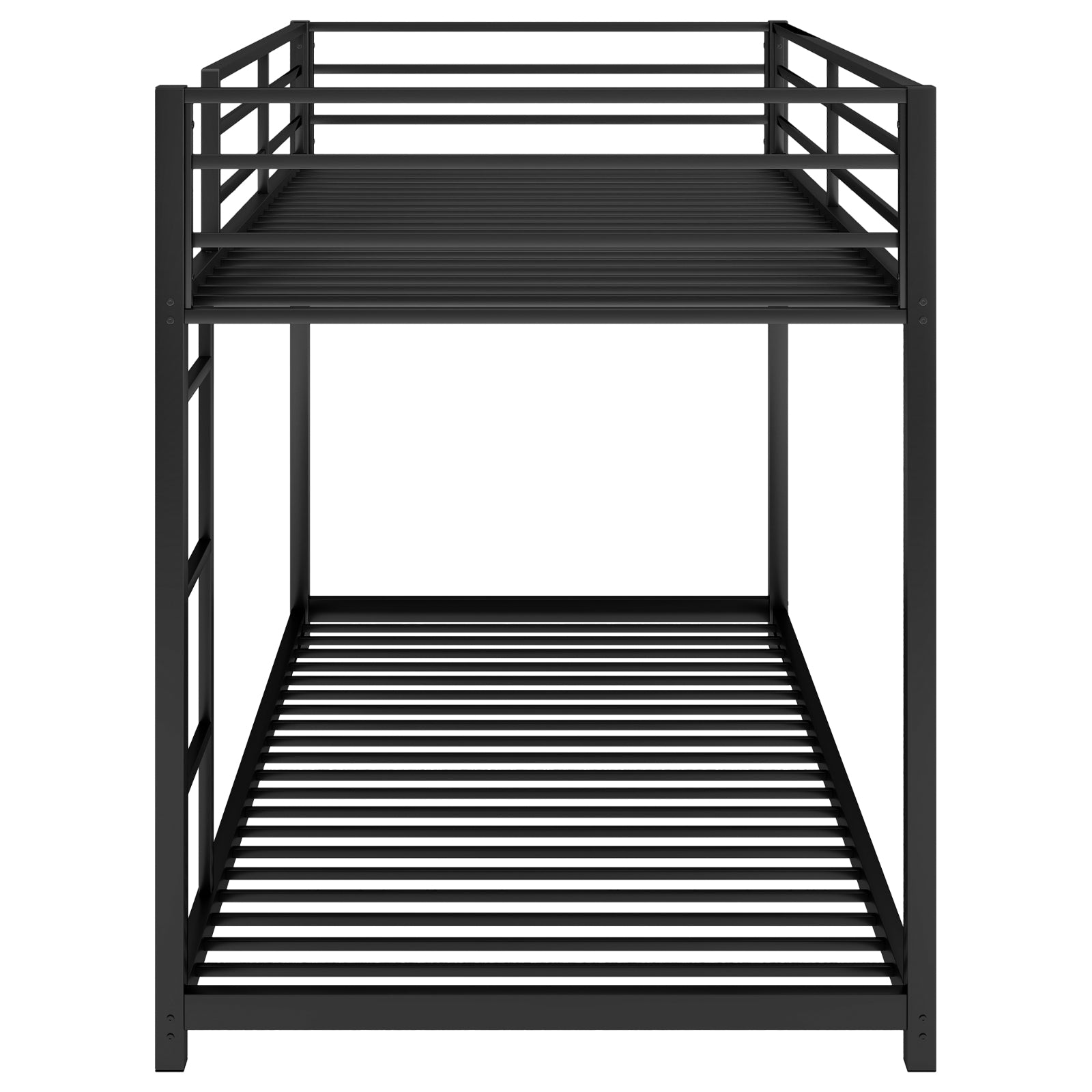 Twin Metal Low Bunk Bed With Ladder, Black - OLD