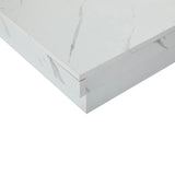 Square coffee table table with marble look, 90x90x25 cm-Four drawers, sliding table top, load-bearing up to 30 kg
