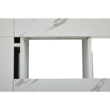 Square coffee table table with marble look, 90x90x25 cm-Four drawers, sliding table top, load-bearing up to 30 kg