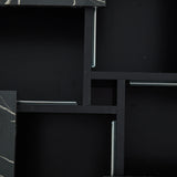 Square coffee table table with marble look, 90x90x25 cm-Four drawers, sliding table top, load-bearing up to 30 kg