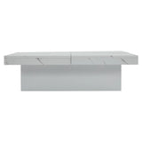 Square coffee table table with marble look, 90x90x25 cm-Four drawers, sliding table top, load-bearing up to 30 kg