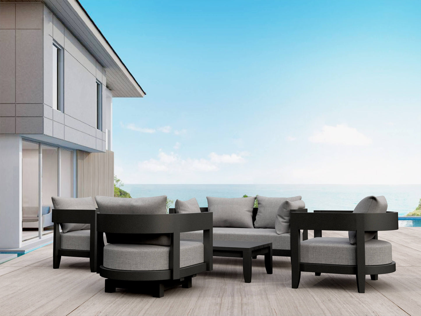 SET-173-AL 5-PC CORONADO ALUMINUM DEEP SEATING SET