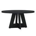 Modern Farmhouse 47-inch Round Kitchen Dining Table in Black Wood Finish