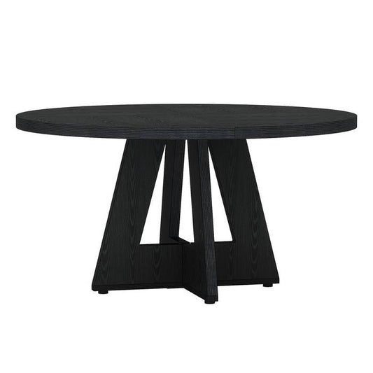 Modern Farmhouse 47-inch Round Kitchen Dining Table in Black Wood Finish