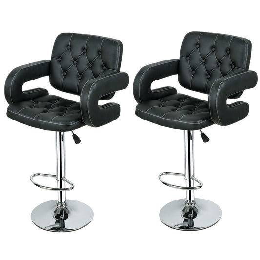 Set of 2 Black 30" Height High Back Metal Industrial Bar Stools