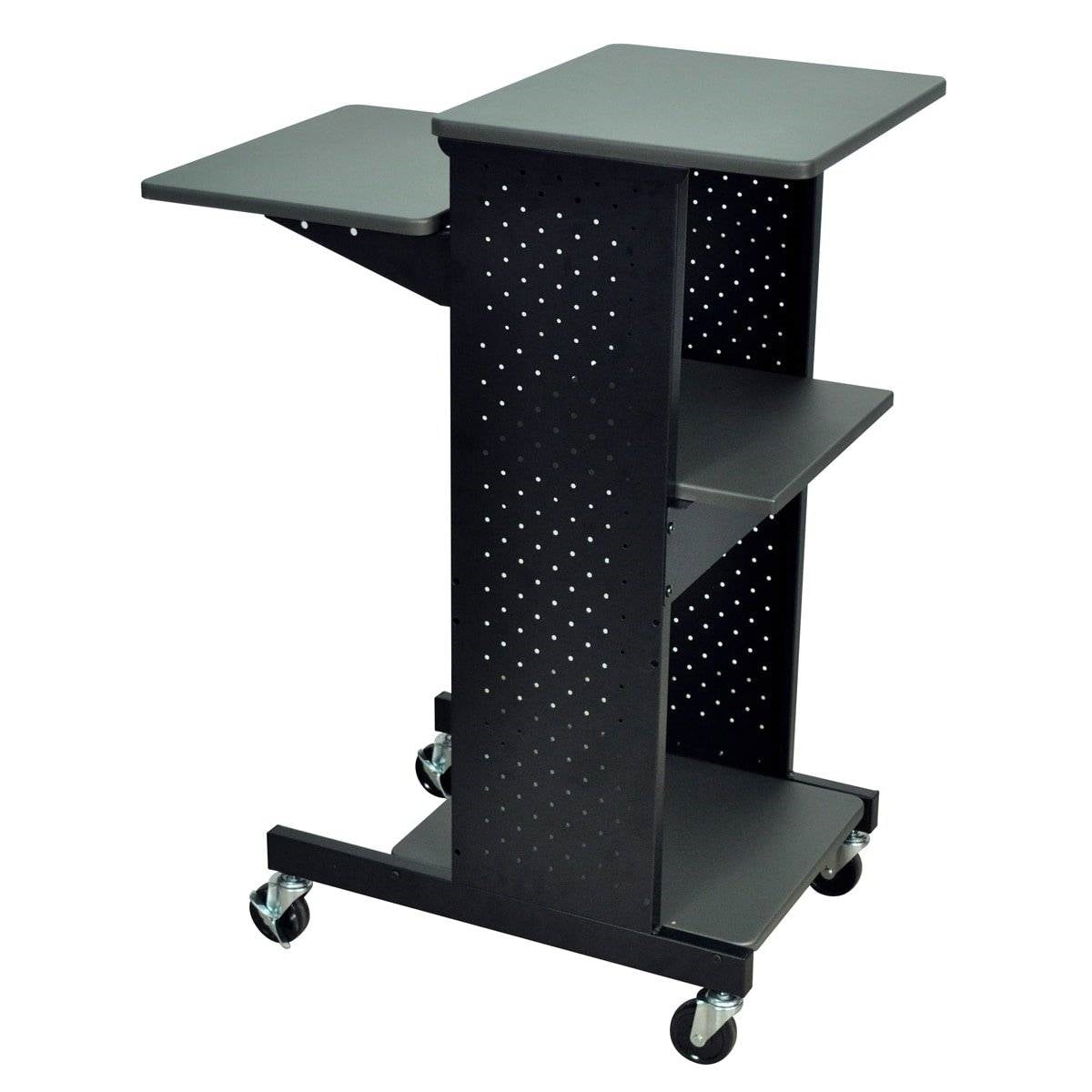 Dark Grey Metal Multifunction Mobile Stand-Up Computer Desk Workstation