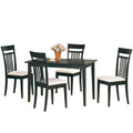 Casual Contemporary 5-Piece Dining Set in Dark Brown Wood Finish