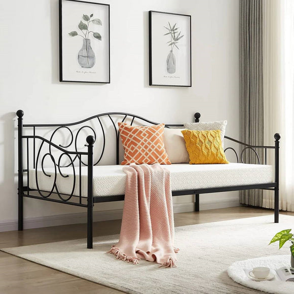 Twin size French Country Style Black Metal Day Bed Frame