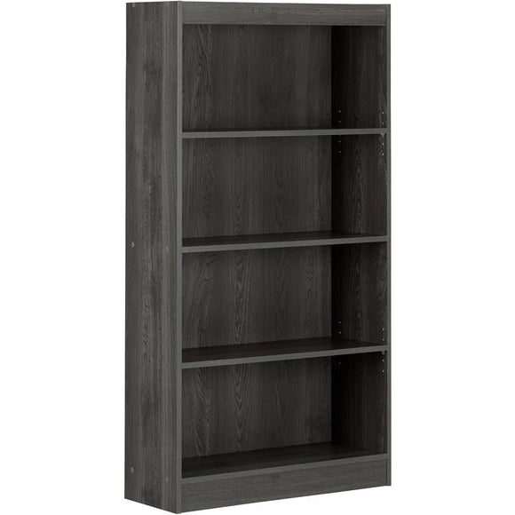 Modern Four Shelf Bookcase in Grey Oak Wood Finish
