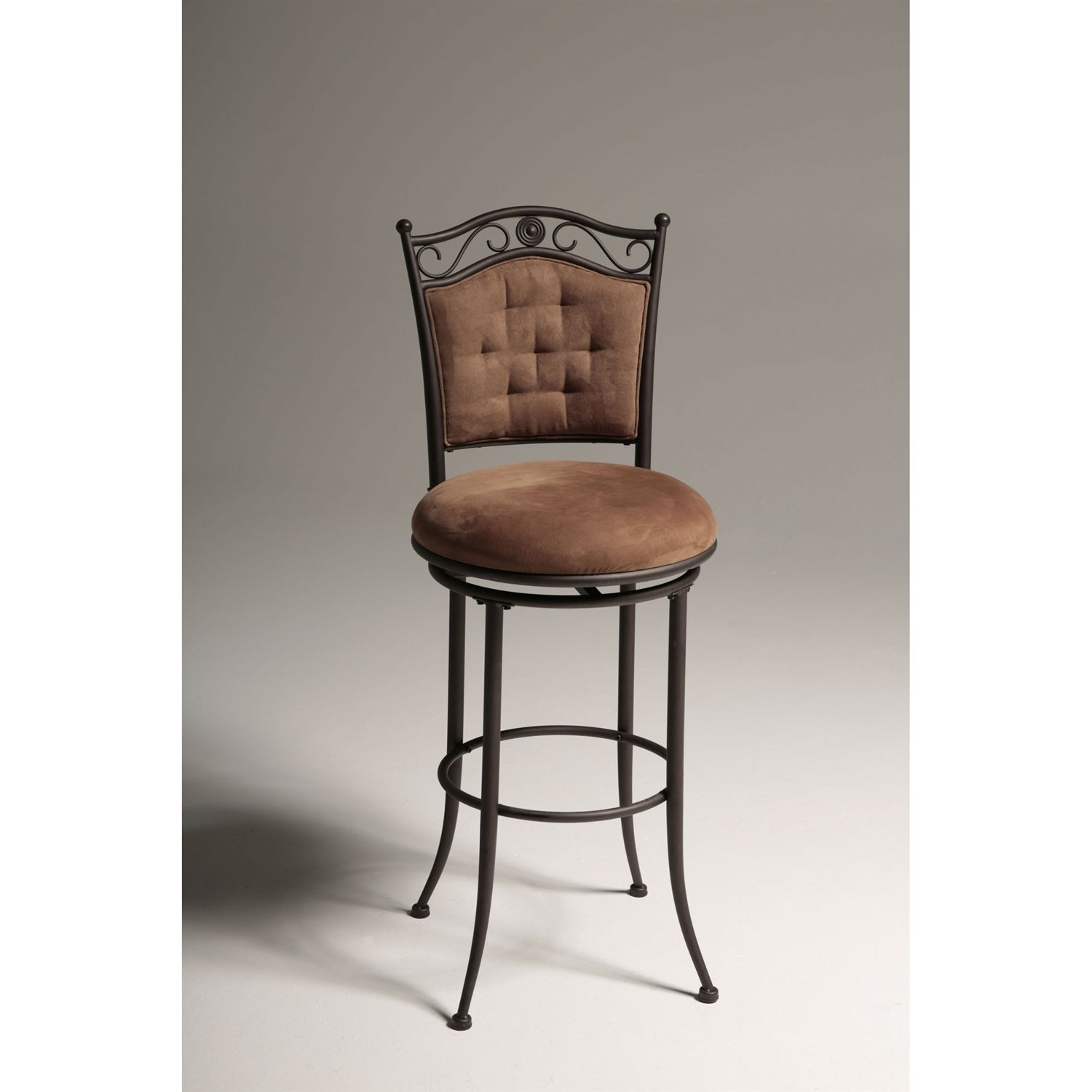 Metal 30-inch Barstool with Brown Microfiber Swivel Seat