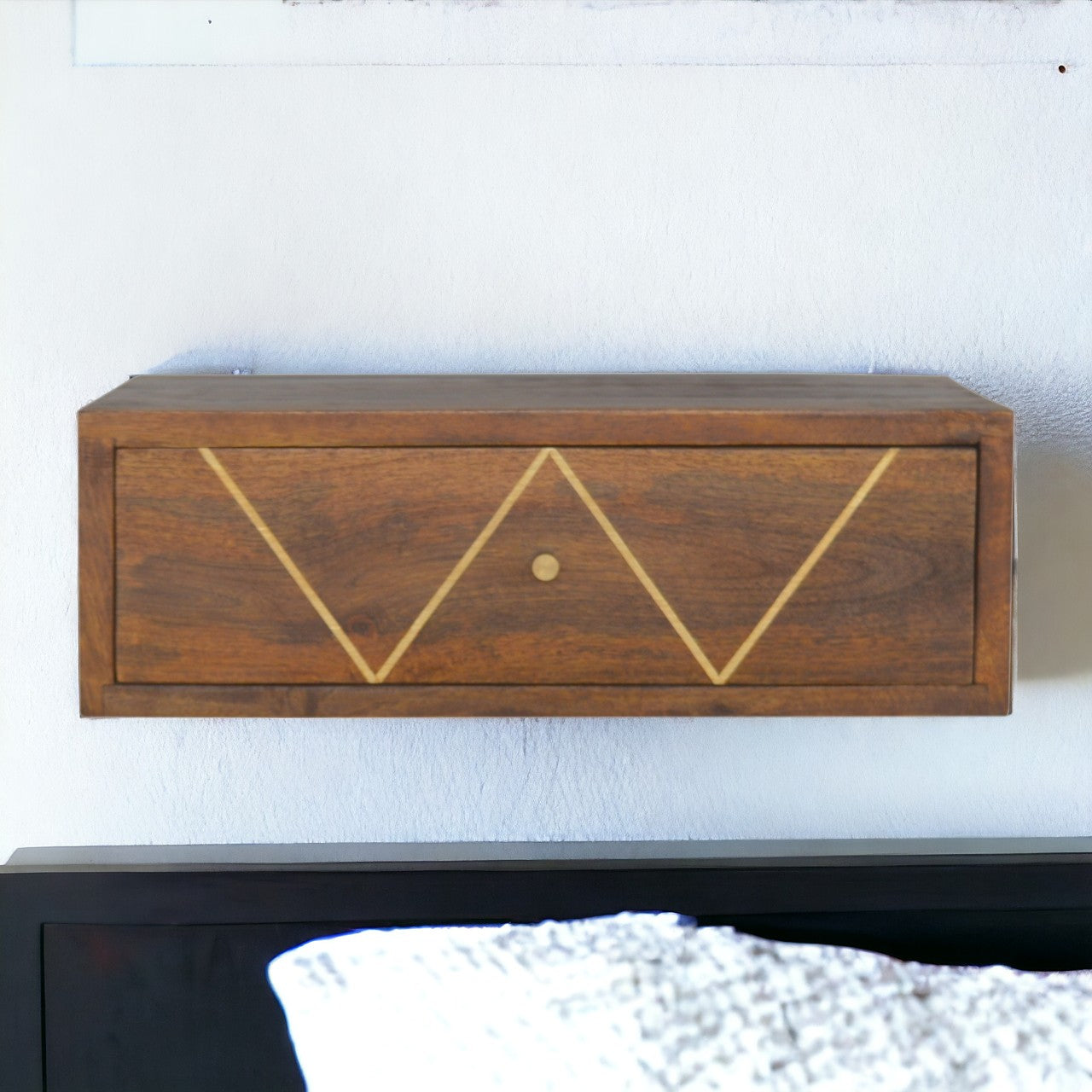 Floating Chestnut Brass Nightstand