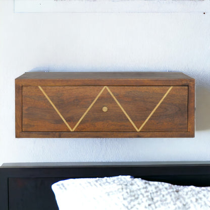 Floating Chestnut Brass Nightstand