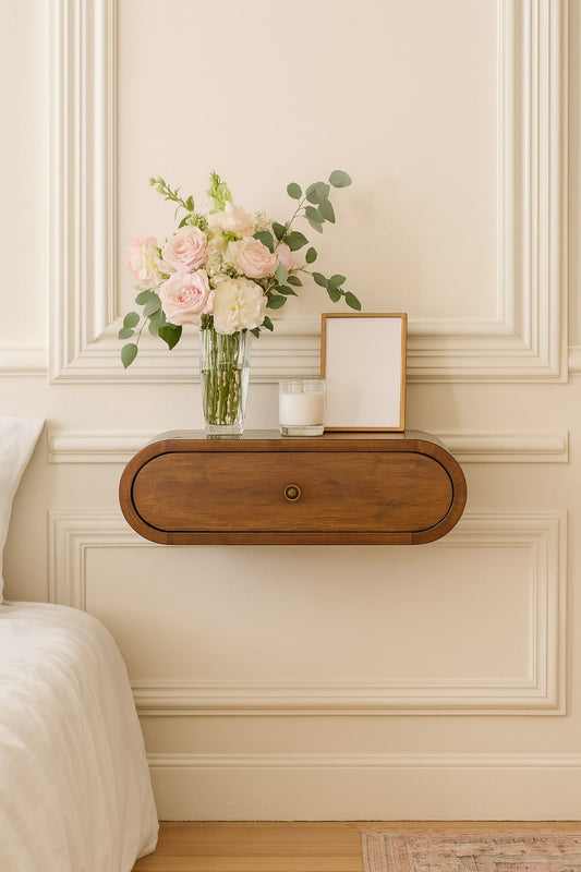 Wall Mounted Round Chestnut nightstand
