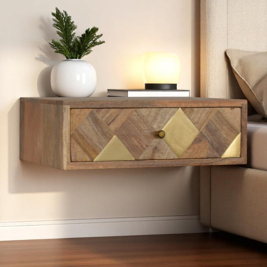 Wall Mounted Brass Inlay Nightstand