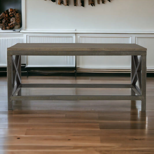 Industrial Cross Metal Oatmeal Coffee Table