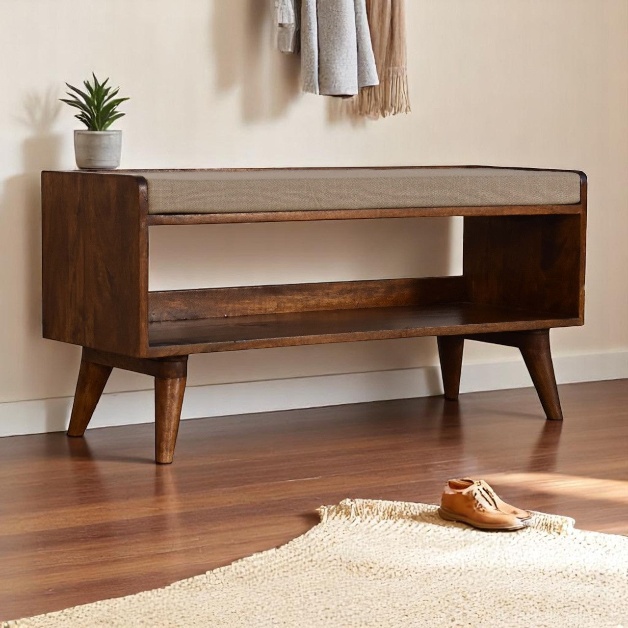 Mud Linen Nordic Storage Bench