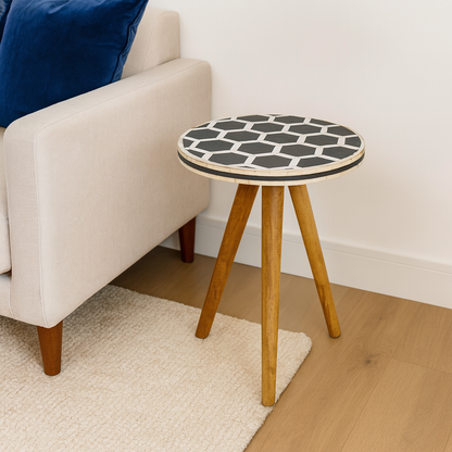 Bone Inlay Tripod Stool