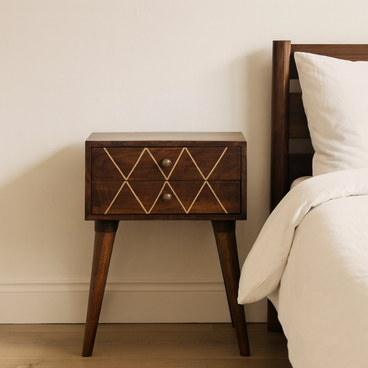 Geo Brass Inlay Nightstand