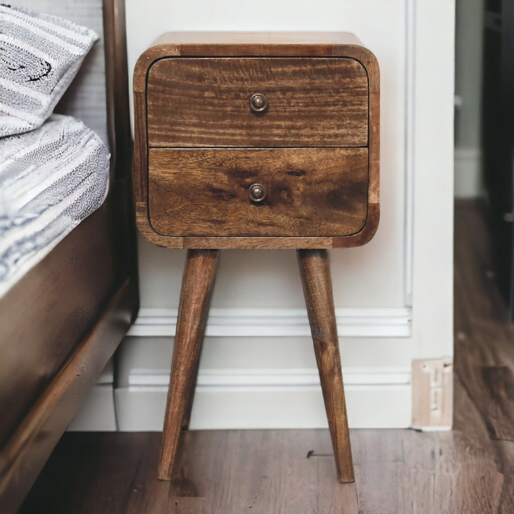 Mini Curved Grey Washed nightstand