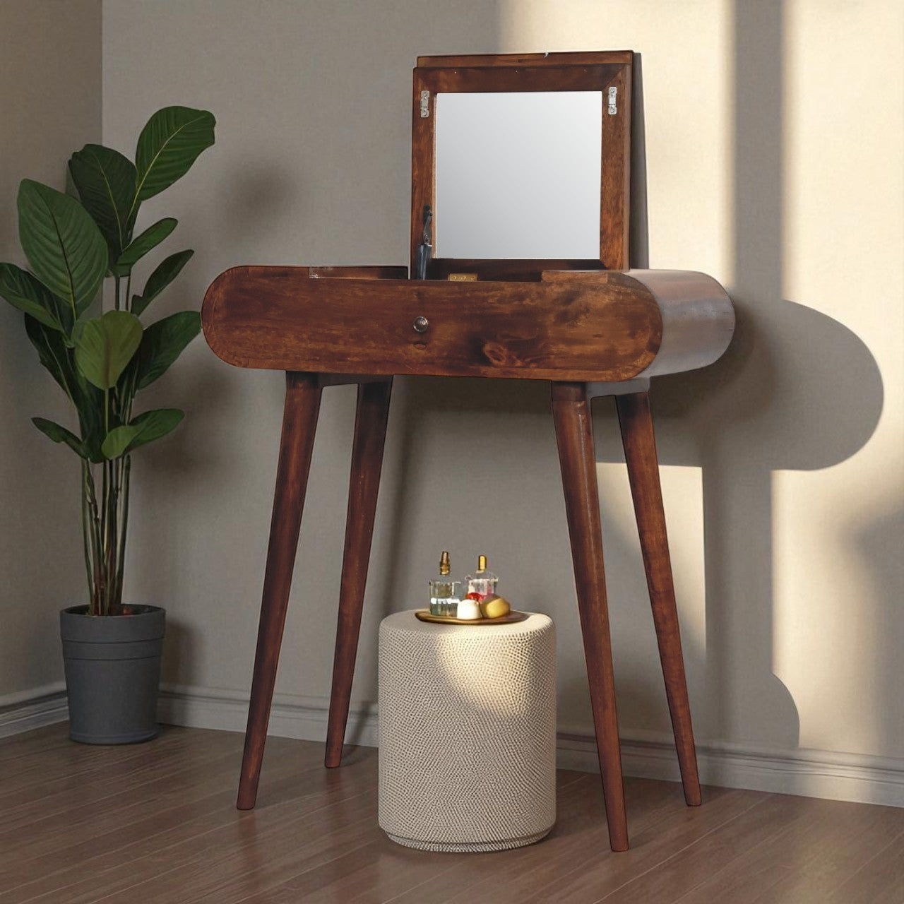 Mini Round Chestnut Fold Vanity