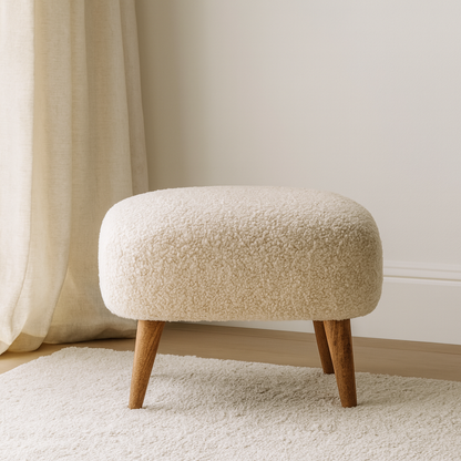 Boucle Cream Square Footstool