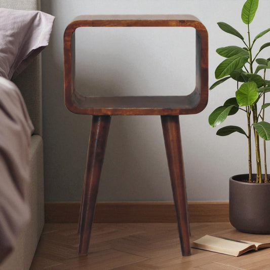 Mini Chestnut Curved Open nightstand