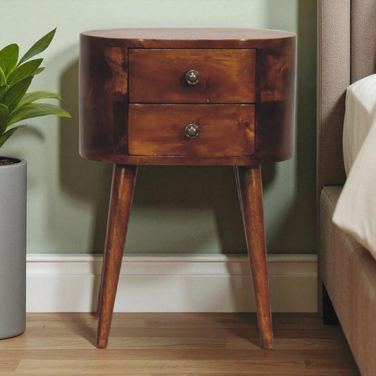 Mini Chestnut Rounded nightstand Table