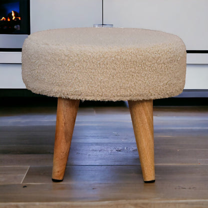 Cream Boucle Petite Footstool