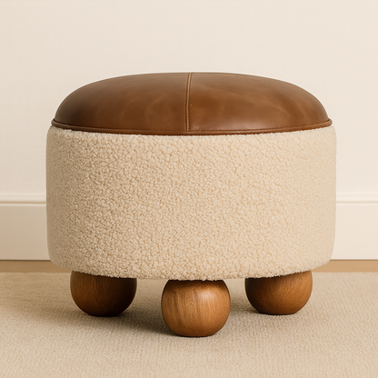 Cream Boucle Buffalo Footstool
