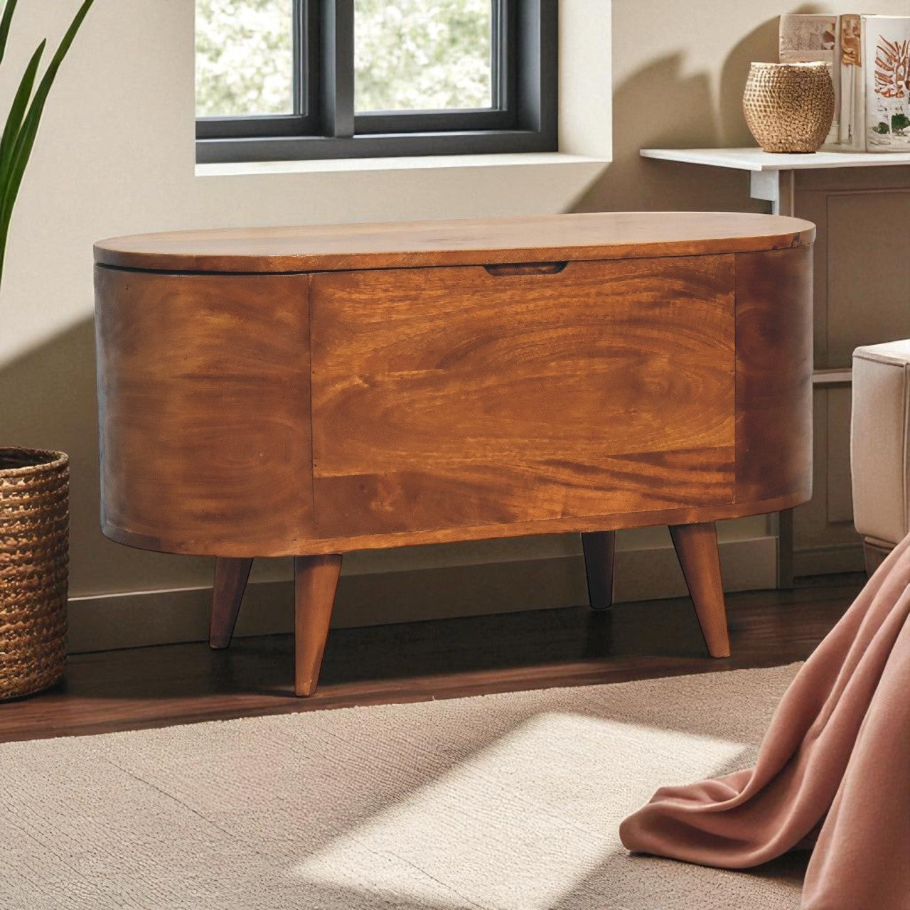 Chestnut Rounded Lid up Blanket Box