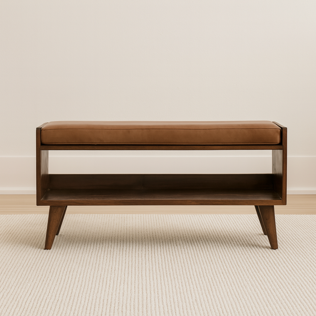 Chestnut Bench with Brown Leather Seatpad