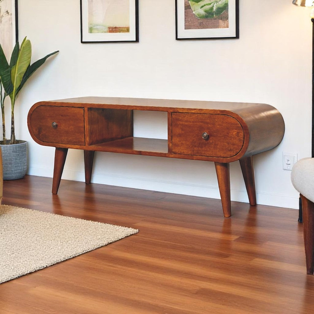 Chestnut Circular TV Unit