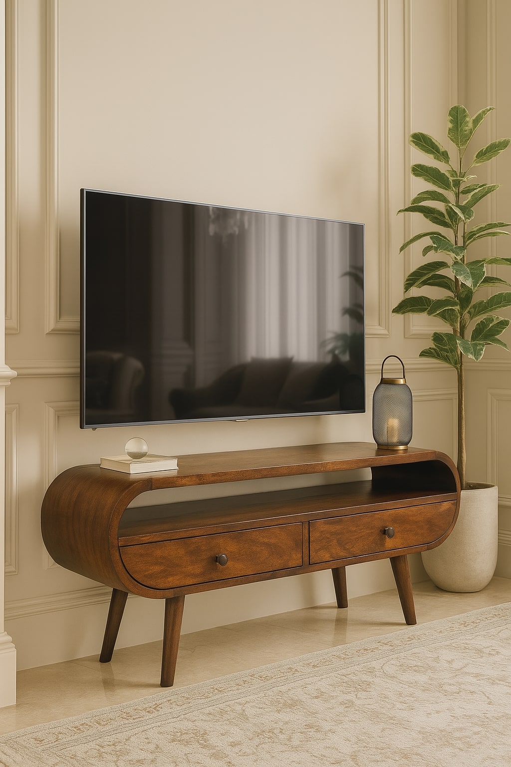 Chestnut Circular TV Stand