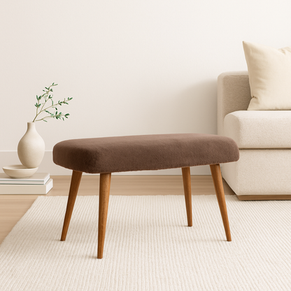 Mocha Faux Fur Fabric Bench