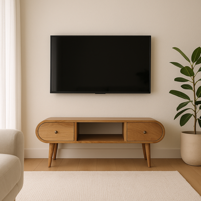Oak-ish Circular TV Unit