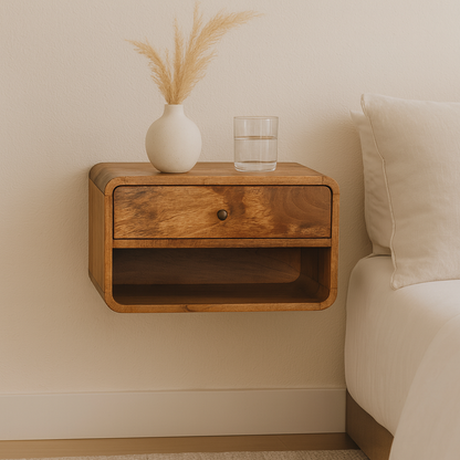 Large Floating Curve Open Slot Bedside
