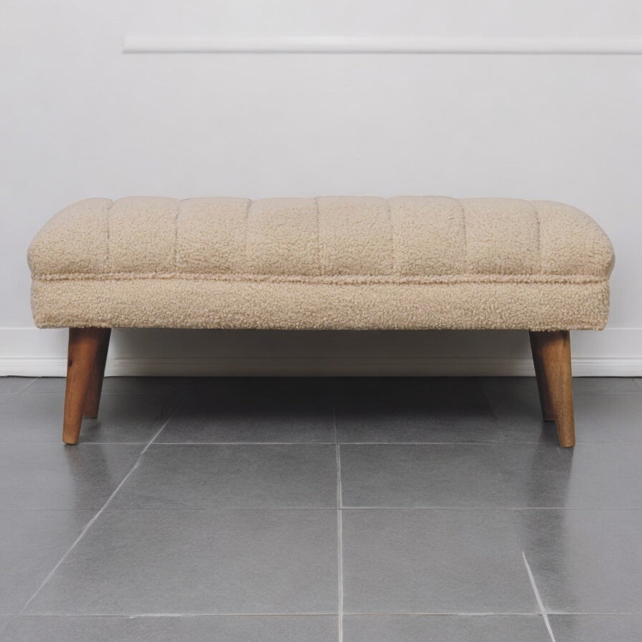 Cream Boucle Puffer Bench