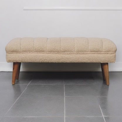 Cream Boucle Puffer Bench