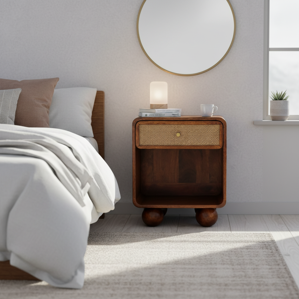 Chestnut Open Woven Bedside
