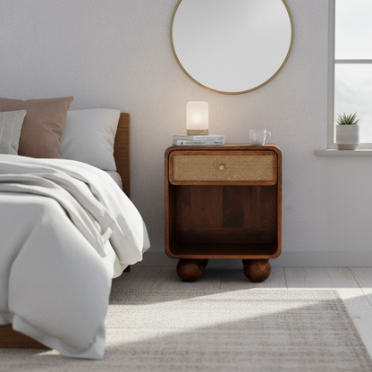 Chestnut Open Woven Bedside