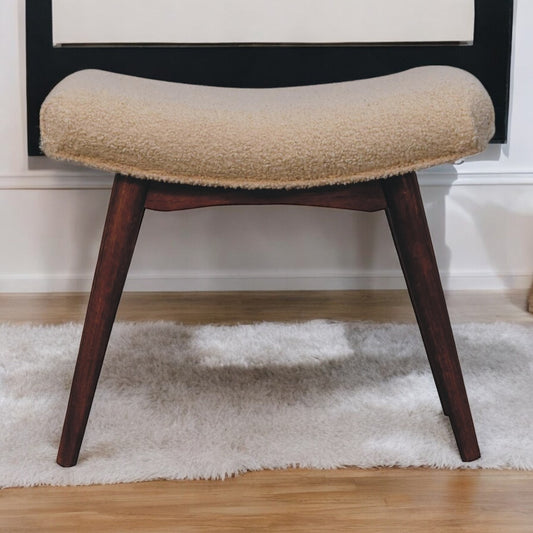 Honey Caramel Boucle Cream Curved Bench