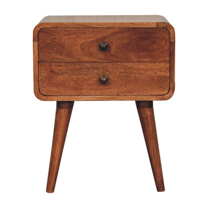 Curved Honey Caramel Bedside