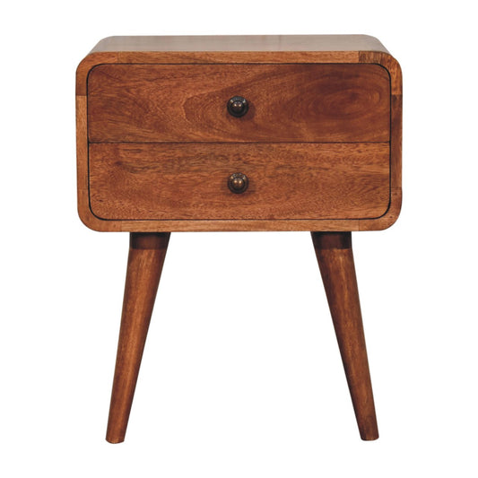 Curved Honey Caramel Bedside