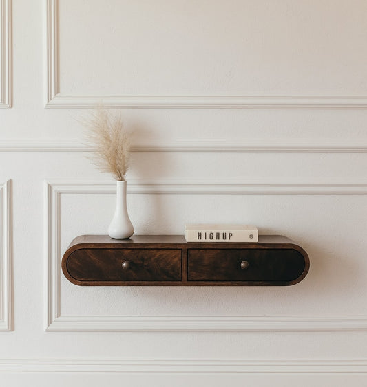 Wall Mounted California Walnut Console Table