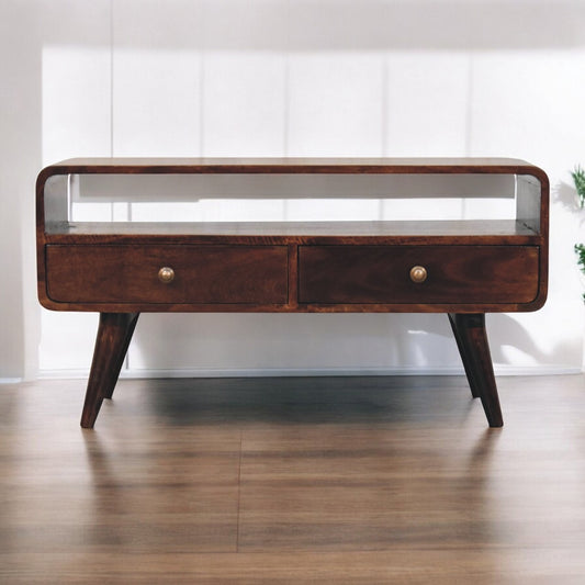 Curved California Walnut Media Unit
