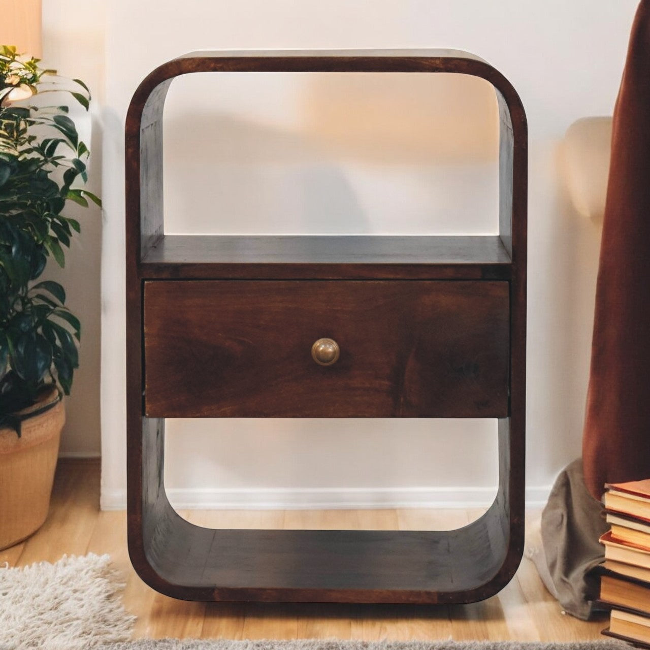 California Walnut Curved Edge Bedside